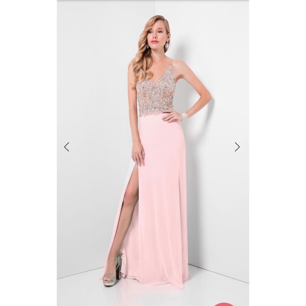 Terani Couture Pink Crystal illusion Dress-BNWT